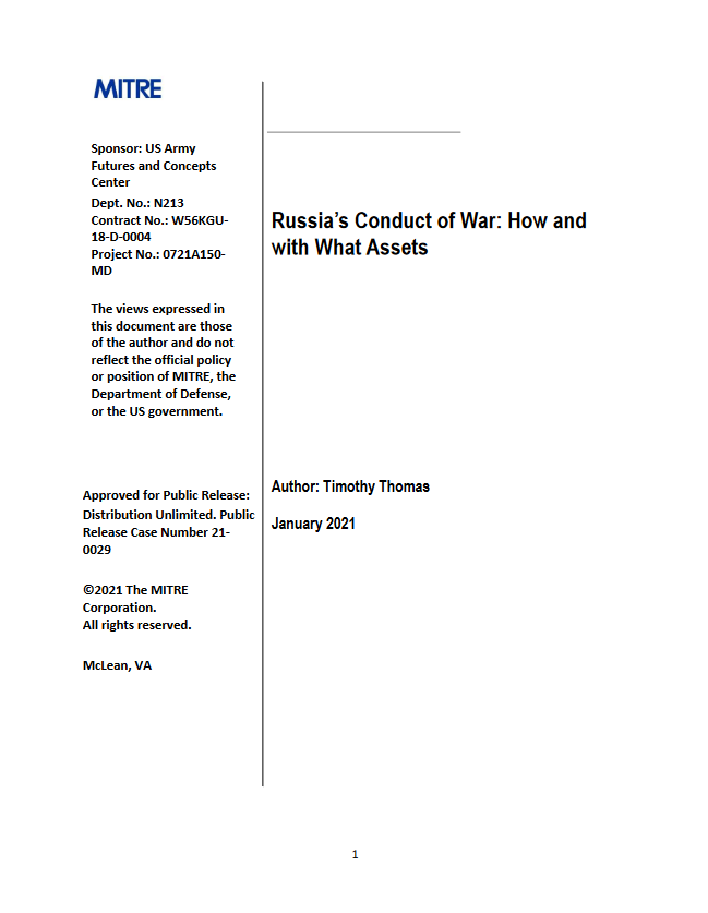 Russia’s Conduct of War: How and with What Assets (Timothy Thomas)