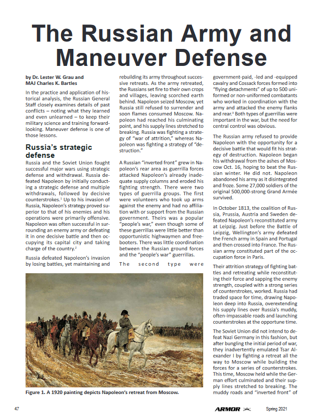 The Russian Army and Maneuver Defense (Dr. Lester W. Grau and MAJ Charles K. Bartles)