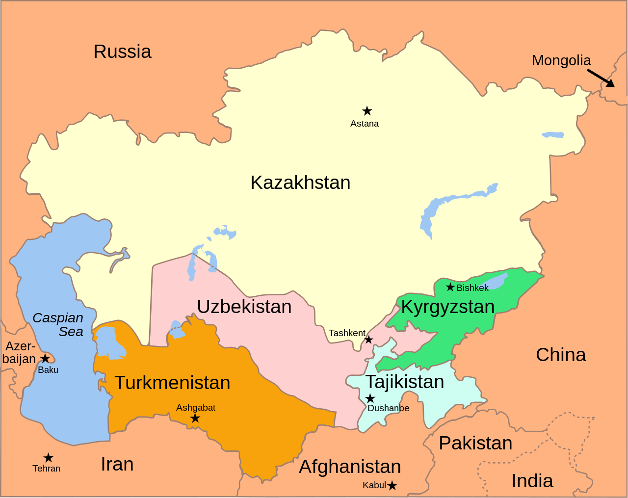 Map of Central Asia.