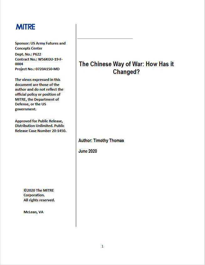 The Chinese Way of War: How Has it Changed? (Timothy L. Thomas)