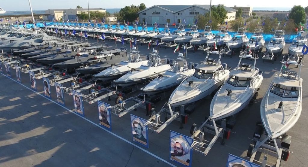 The IRGC displays speedboats it alleges have stealth capability. 