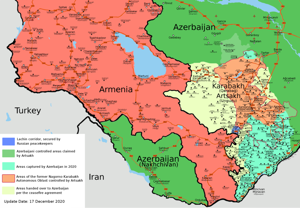 2020 Nagorno-Karabakh conflict map.