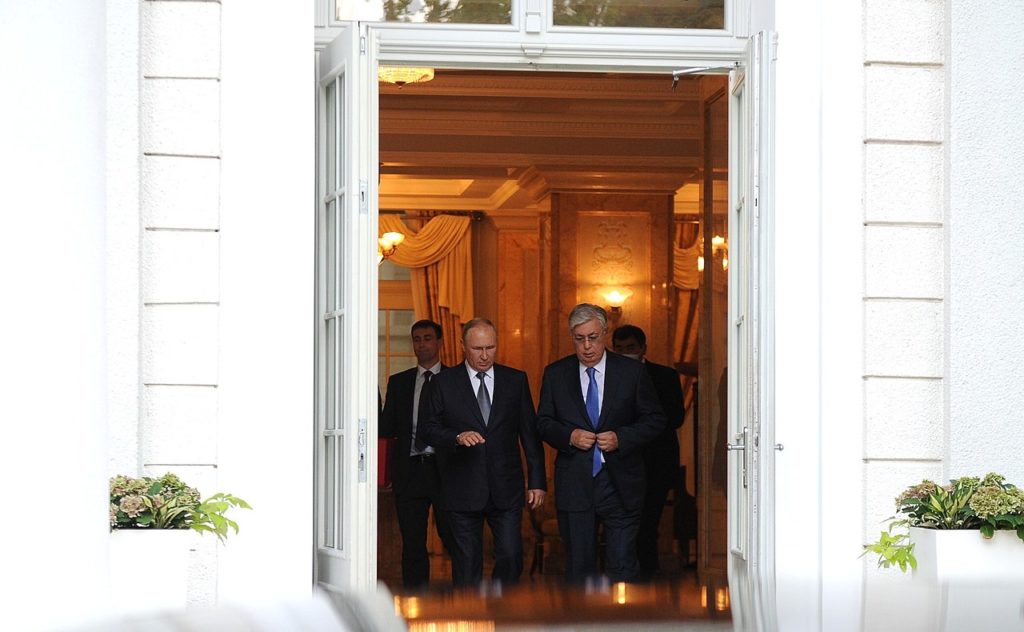 President of Russia Vladimir Putin and President of Kazakhstan Kassym-Jomart Tokayev, following Russia-Kazakhstan talks in Sochi, Russia.