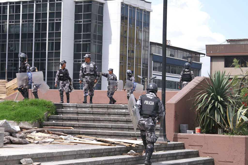  Ecuador’s Police patrol streets of the capital, Quito, after civilian unrest.