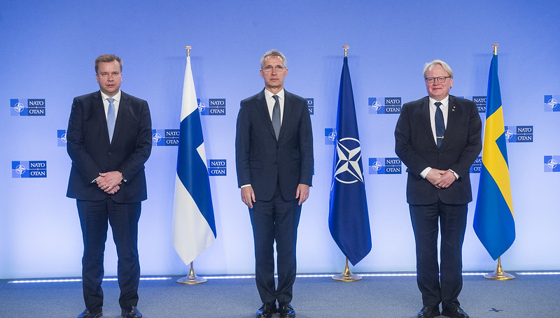 NATO Secretary General meets with Ministers of Defense for Finland and Sweden, March 2022.