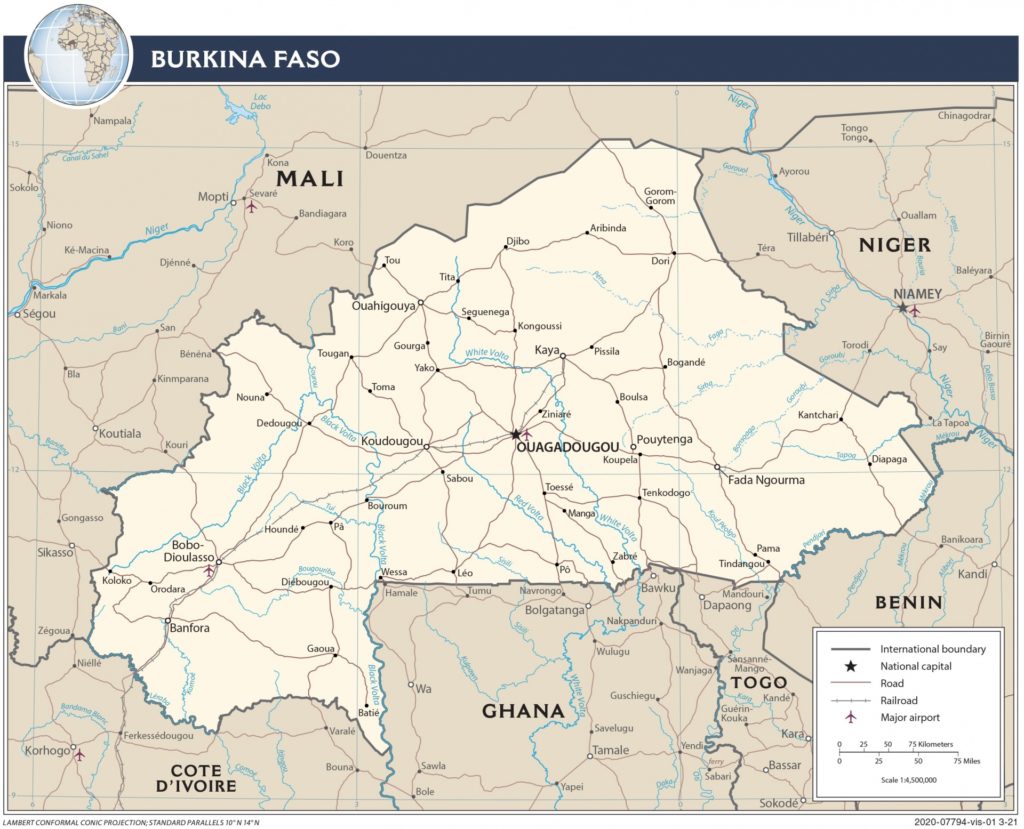 Map of Burkina Faso. 