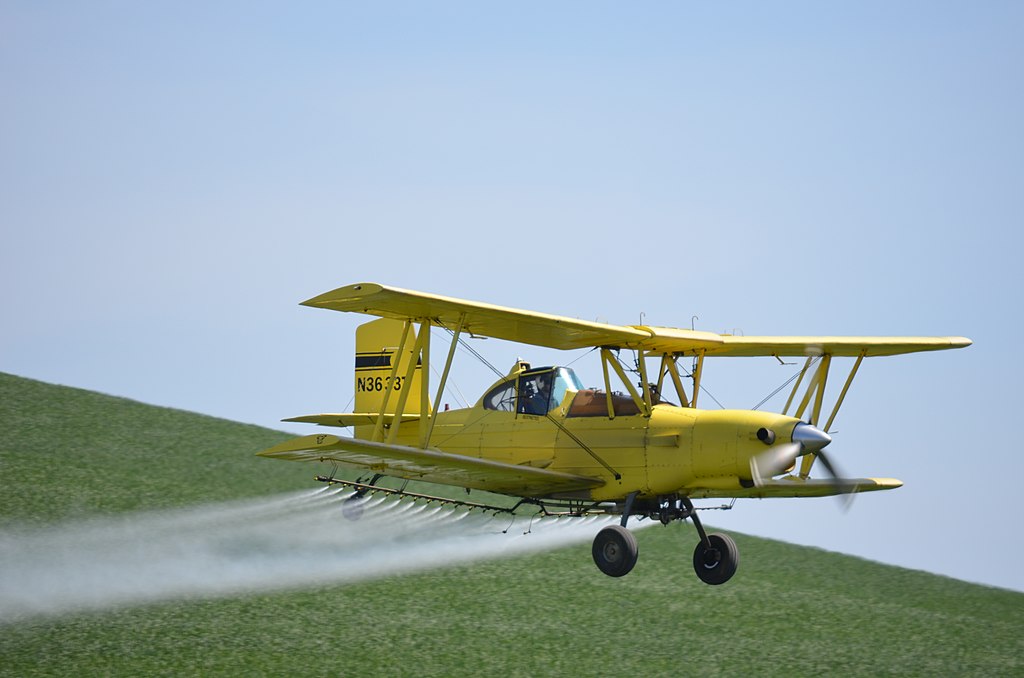 Aerial spraying of glyphosate.