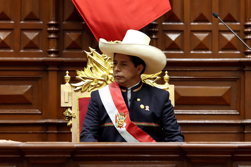 The swearing-in of Peruvian President Pedro Castillo. 