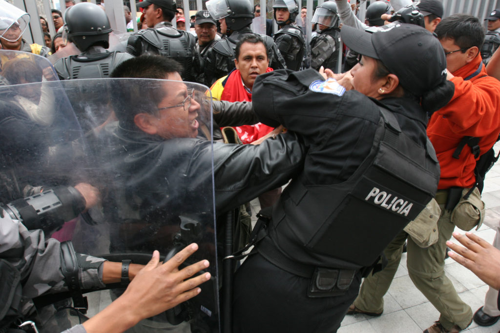 Violence breaks out in Ecuador during protests over the spiraling security situation.