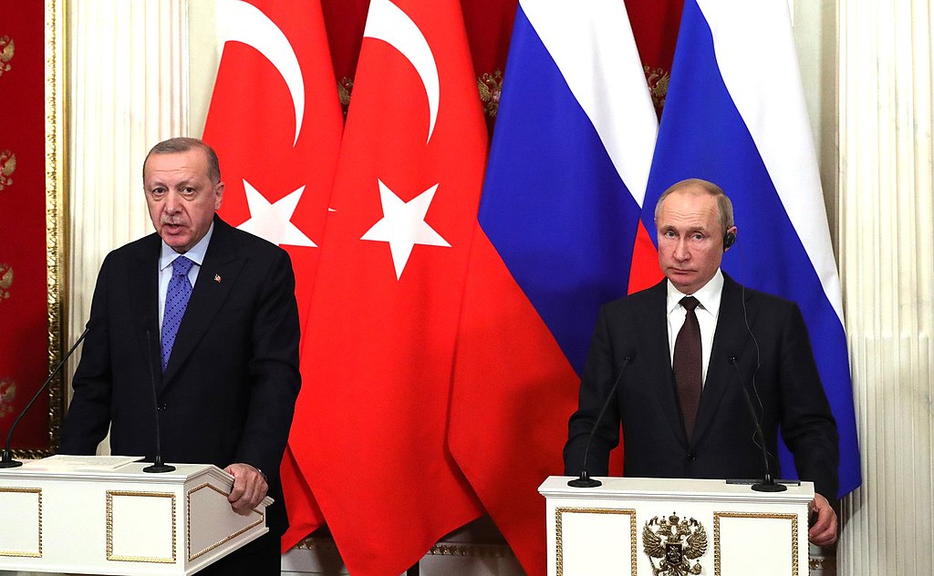 Vladimir Putin and Recep Tayyip Erdoğan.