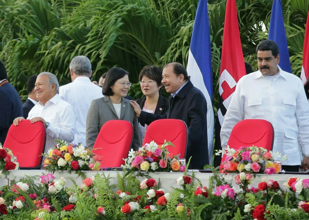 Taiwan’s President Tsai Ing-wen attends the inauguration of Daniel Ortega in 2017. 