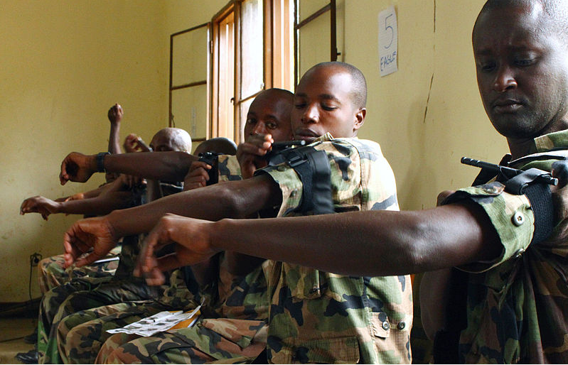 Rwandan Defense Force combat lifesaver training.